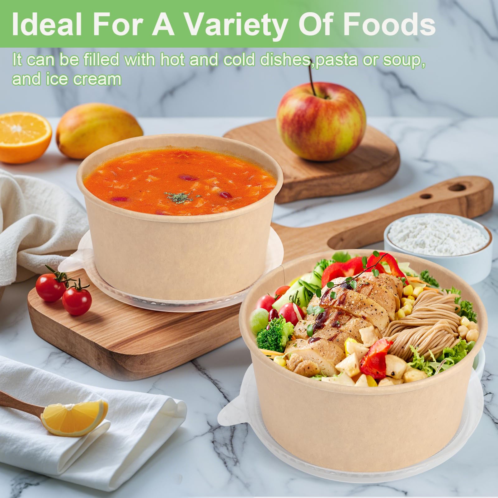 DUIBAOCHUN paper bowls 32oz with lids, suitable for catering and leftovers