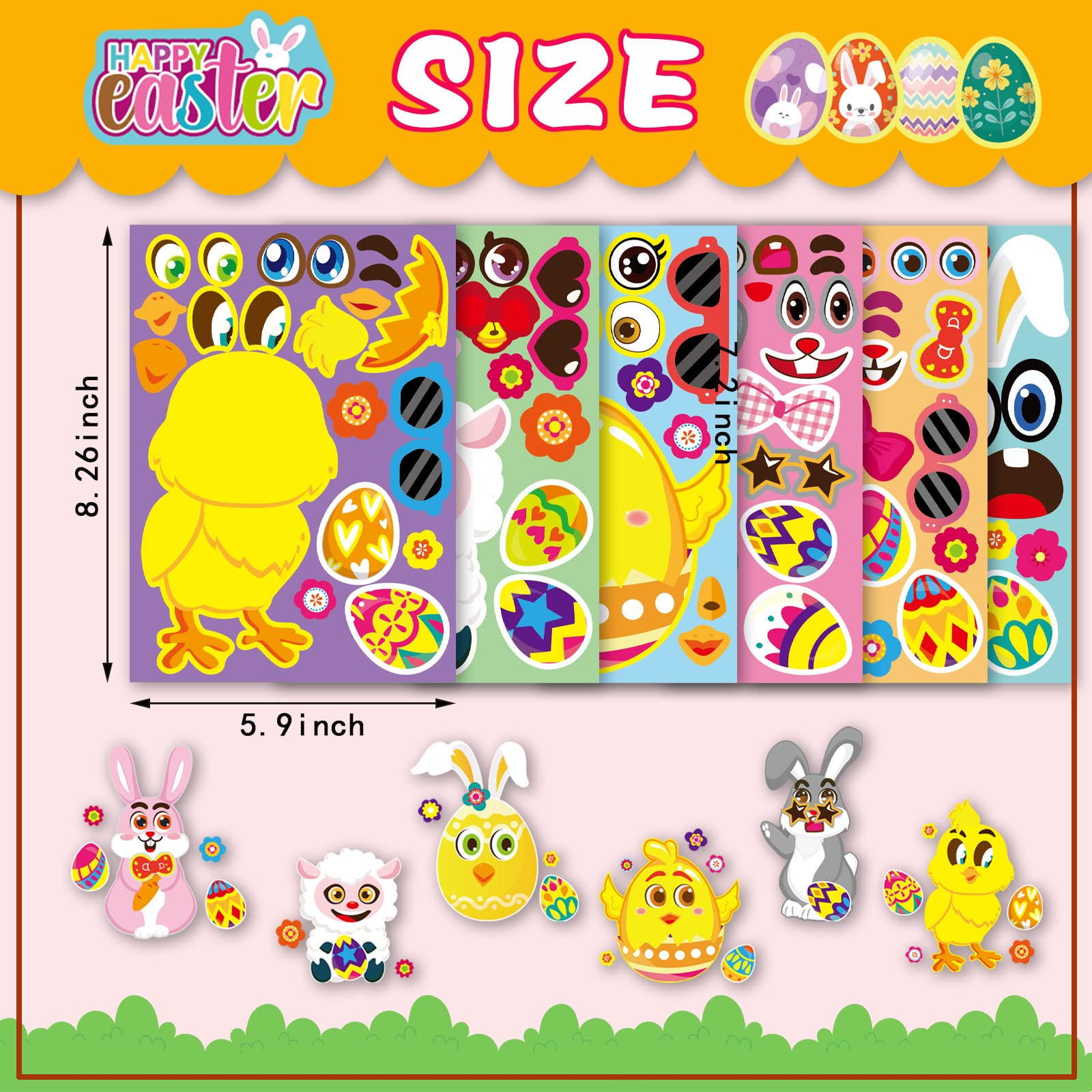 DUJAA Easter stickers coloured eggs design boosts creative egg crafts