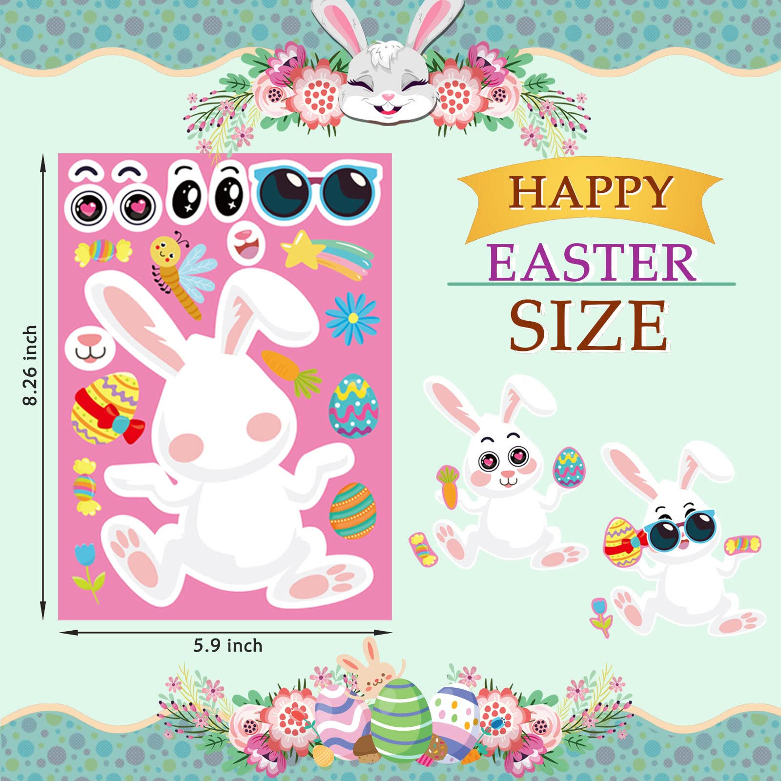 DUJAA Easter stickers colored eggs designs brighten crafts and school projects.