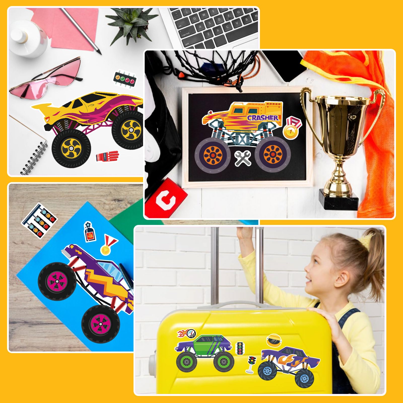 DUJAA Monster Truck sheet offers vibrant colors for classroom decor.