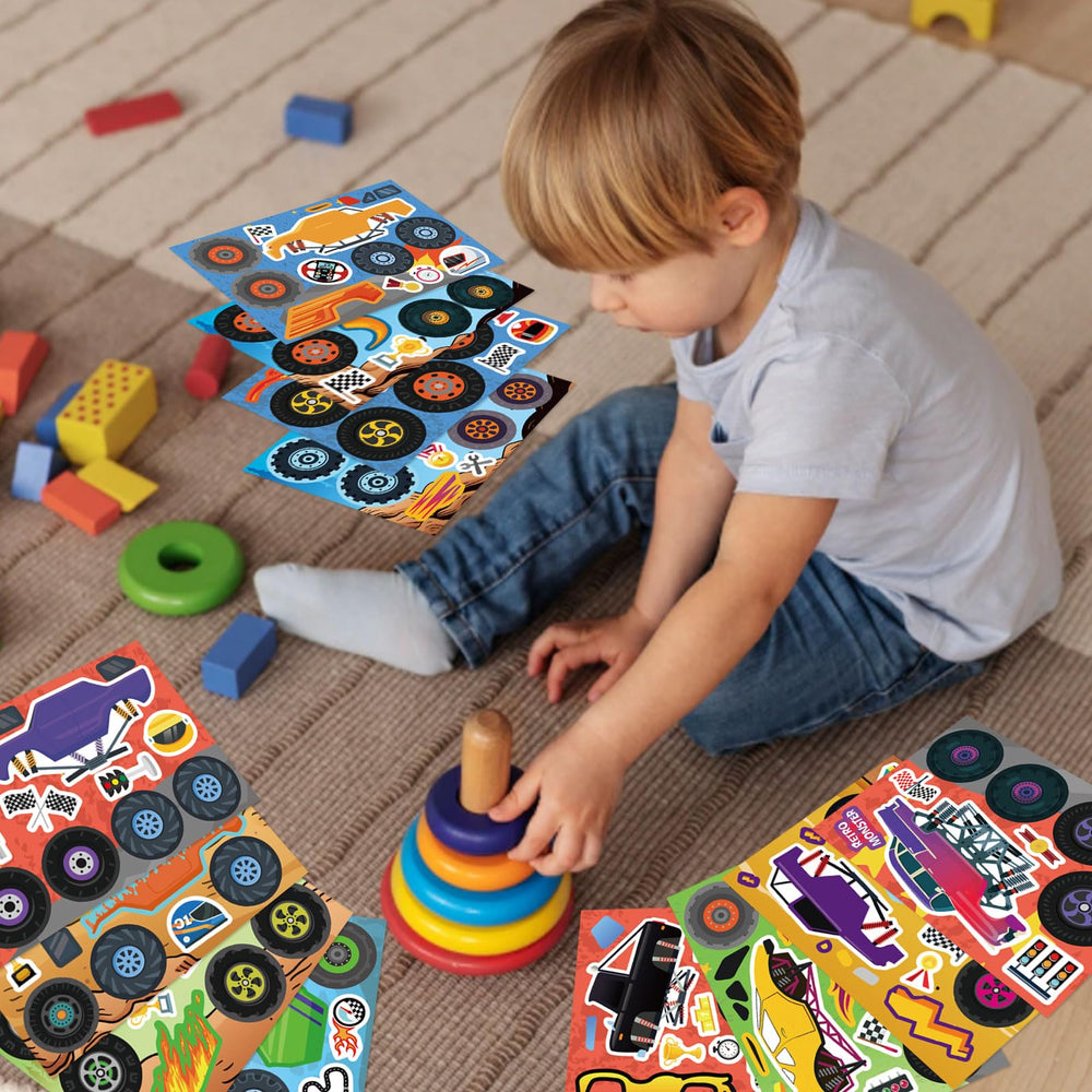DUJAA Monster Truck stickers promote creative play and party favors.