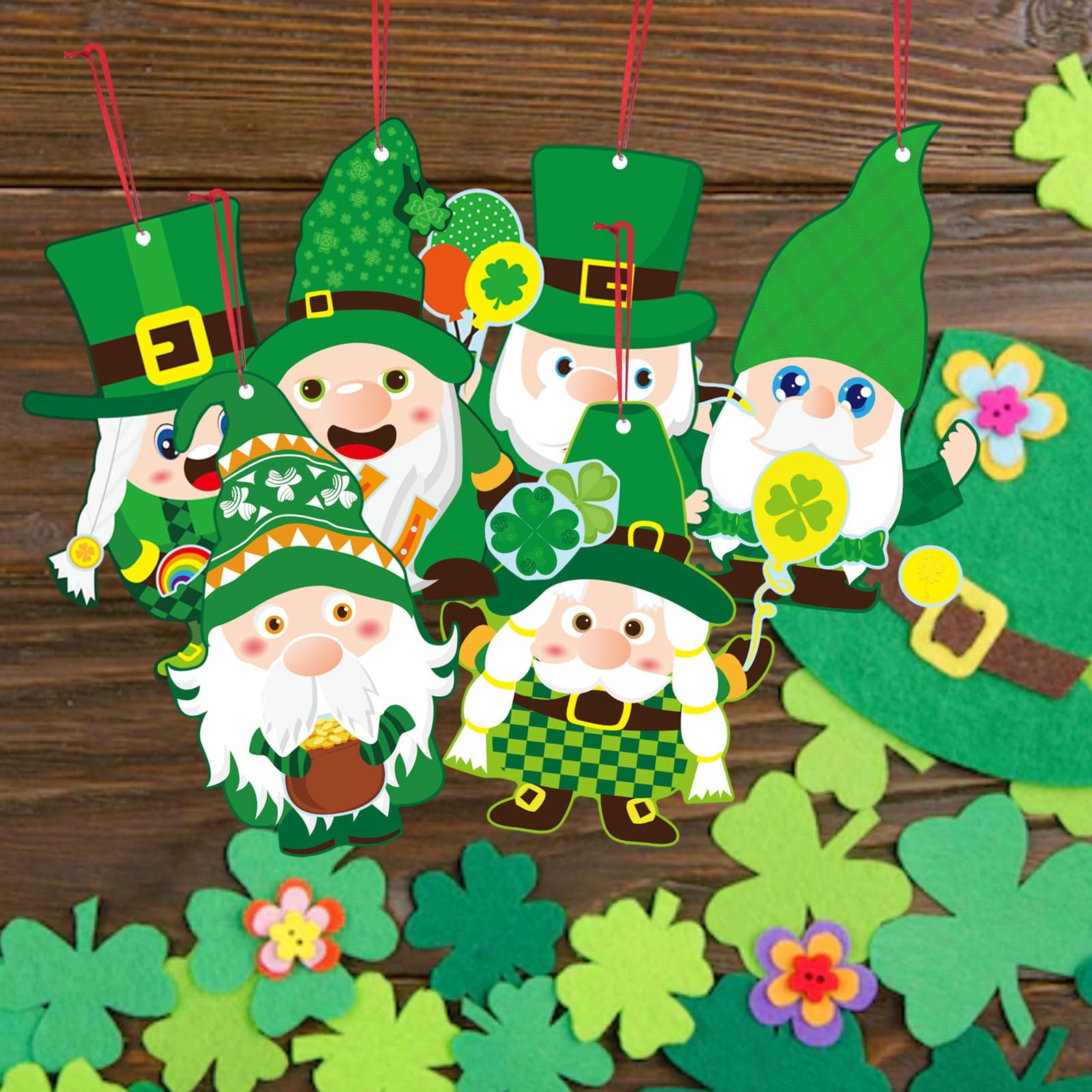 DUJAA shamrock crafts display, showing party favors ready for celebrations.