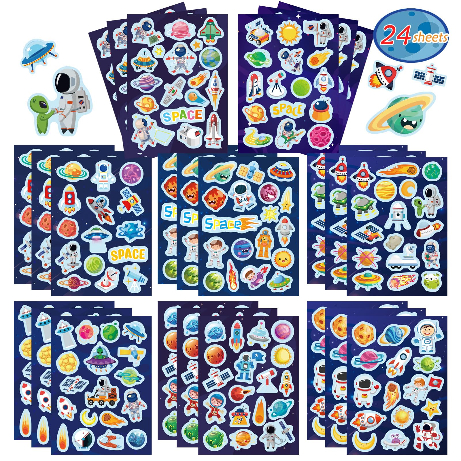 DUJAA space sticker set planets and astronauts for educational play and room decor.