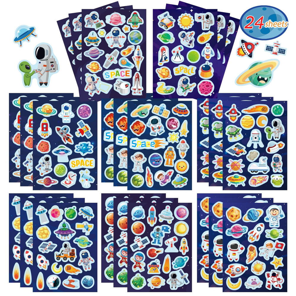 DUJAA space sticker set planets and astronauts for educational play and room decor.