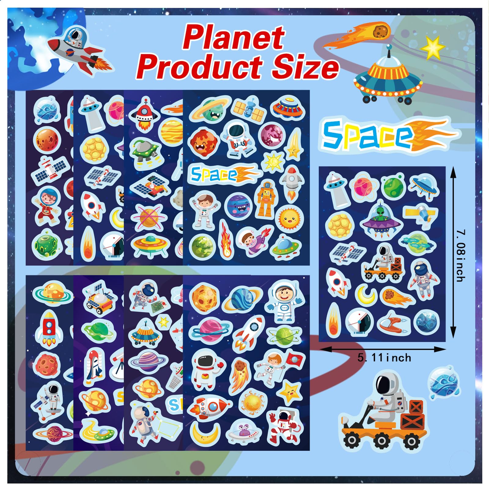 DUJAA space sticker set spaceships for notebook and laptop decoration.