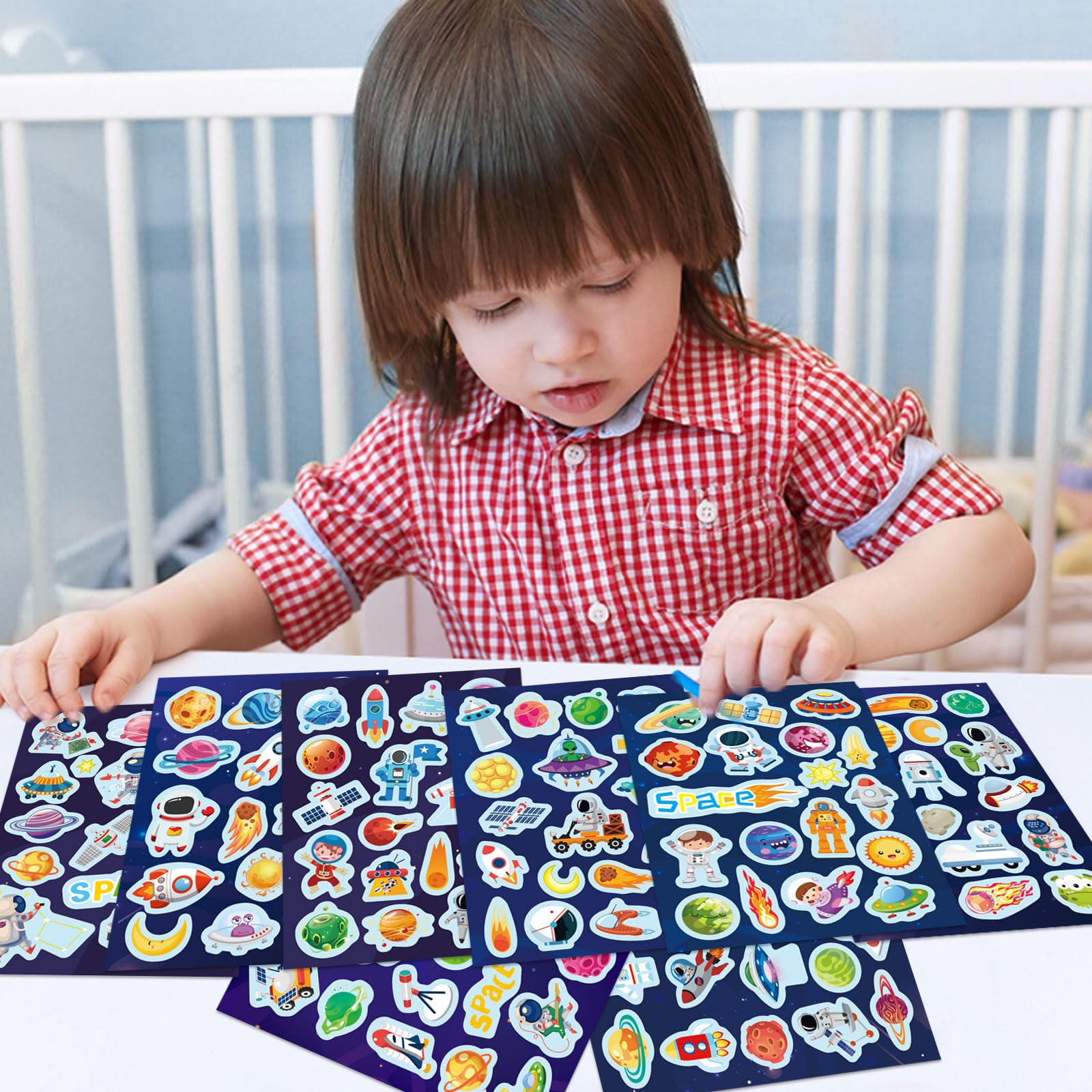 DUJAA space sticker set kids' room decor with cosmic whimsy.