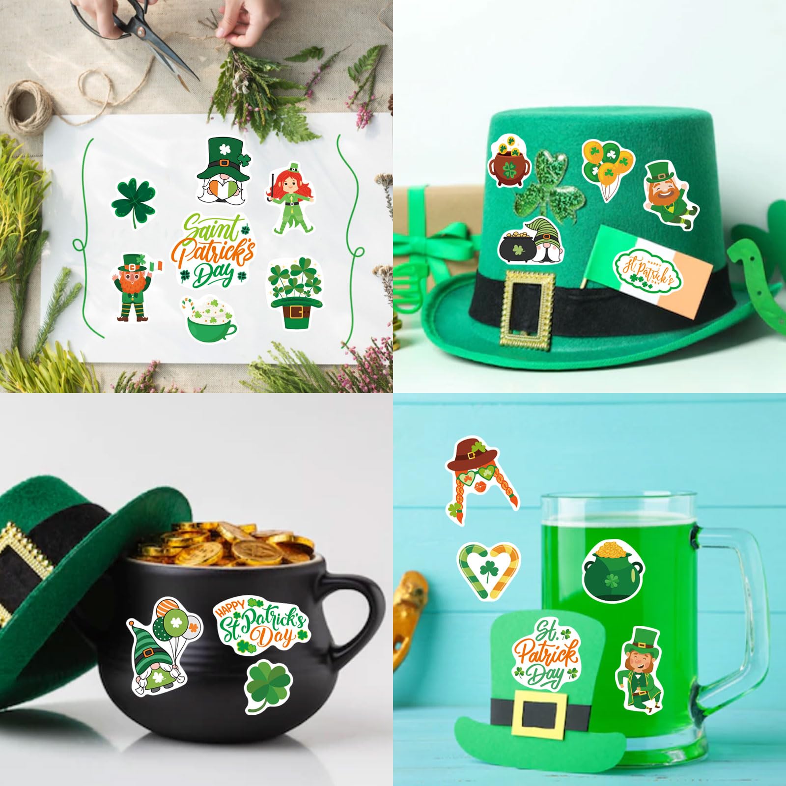 DUJAA St. Patrick's stickers coins and horseshoe for prize bags and décor.