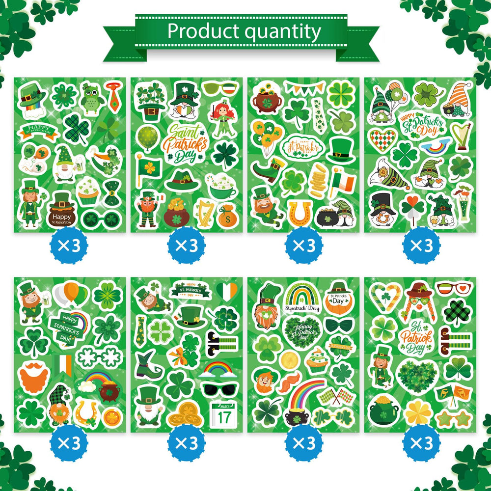 DUJAA St. Patrick's stickers green owl design for classroom rewards and decorations.