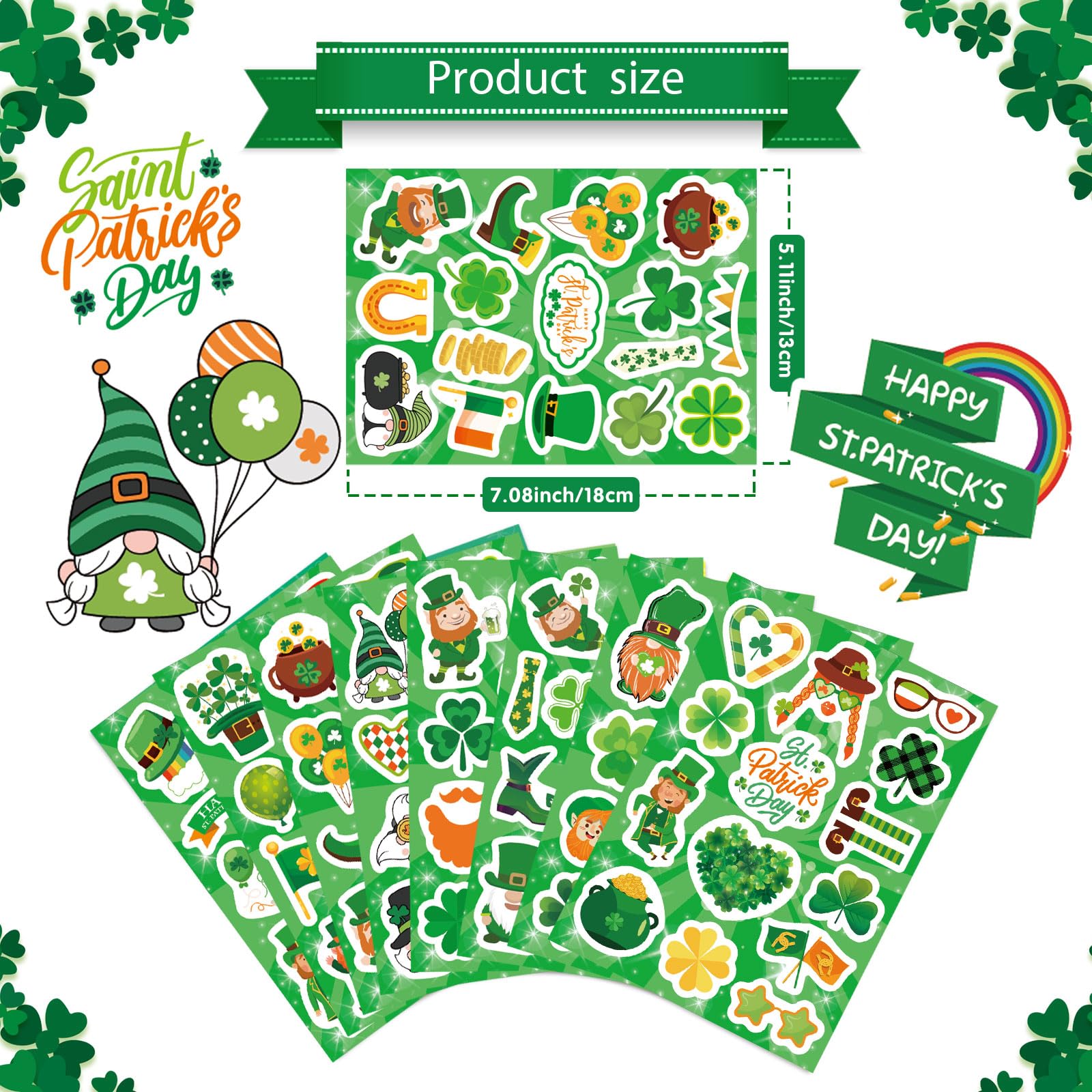 DUJAA St. Patrick's stickers rainbow pattern brighten crafts and gift bags.