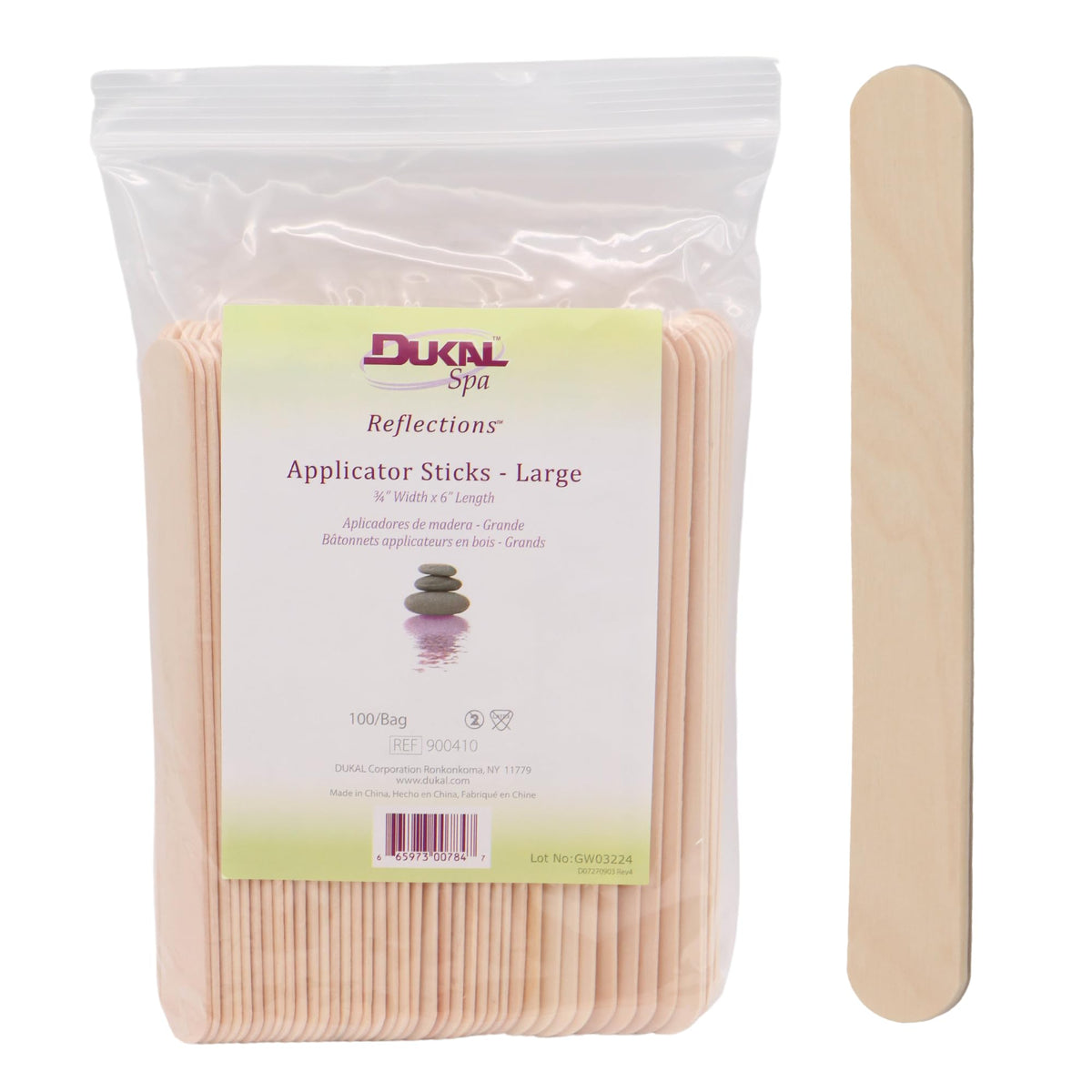 Dukal large wooden wax sticks with smooth handle for precise waxing sessions.