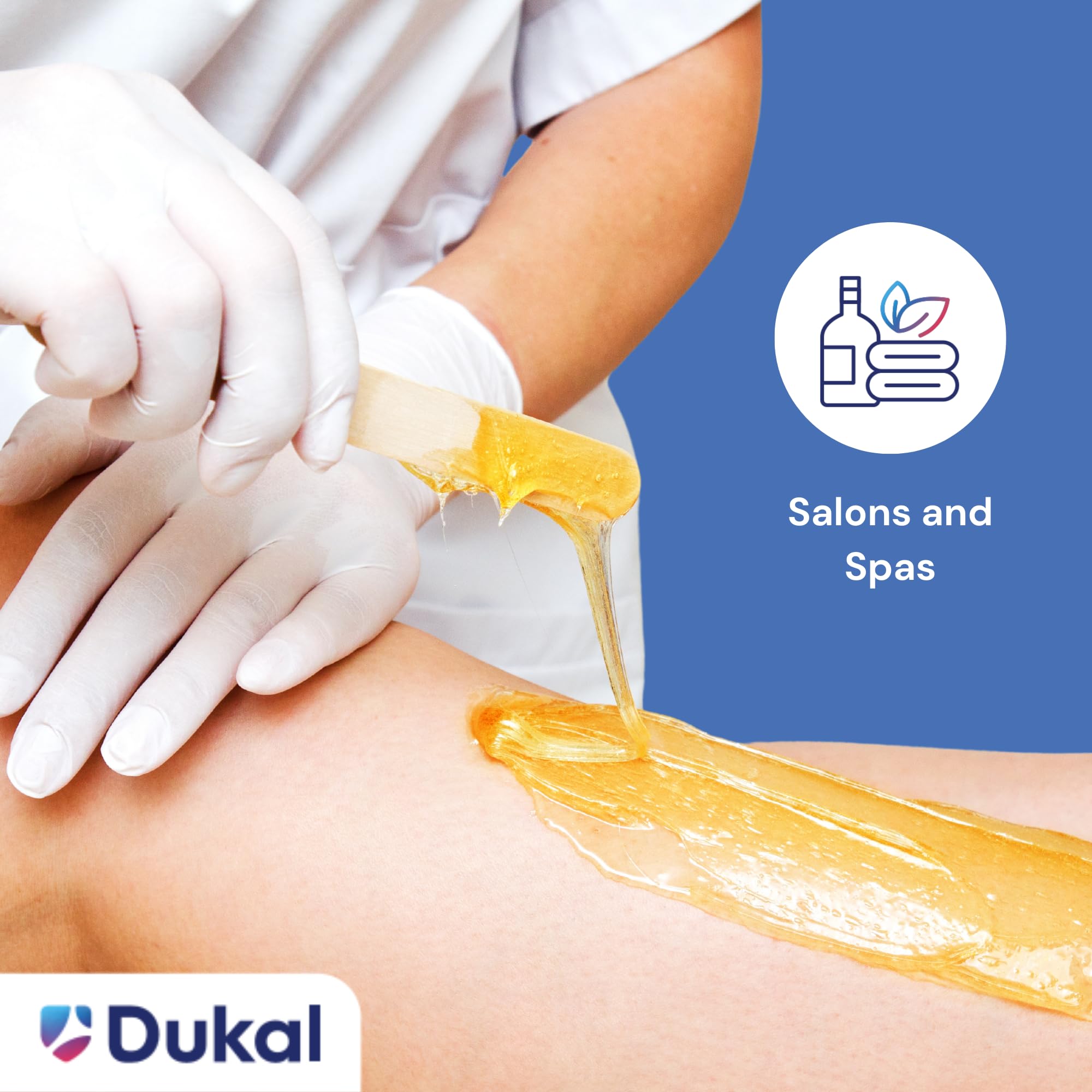 Dukal wooden wax stick in a salon setting for larger surfaces.