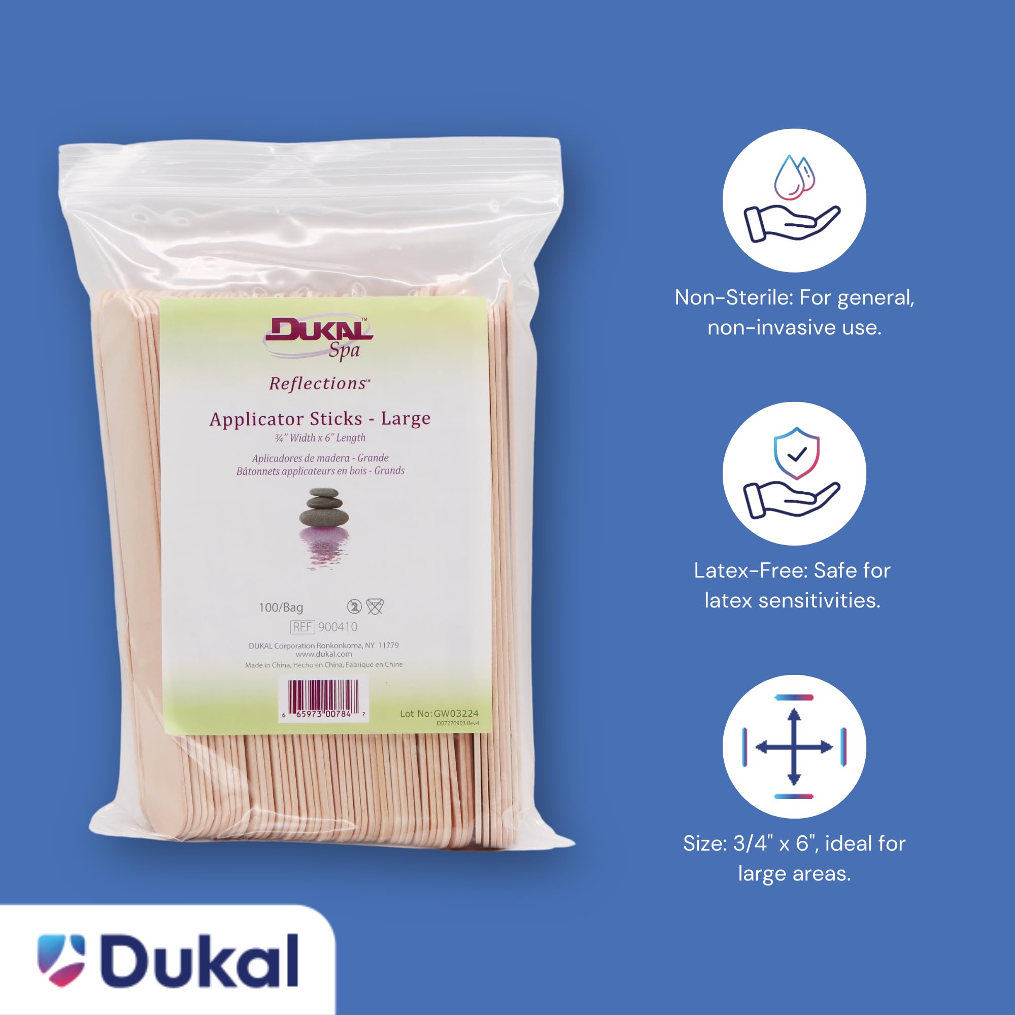 Dukal wooden wax stick applying wax evenly for quick coverage.