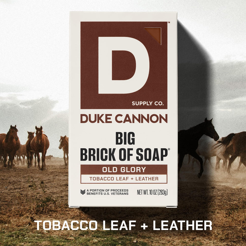 10-ounce Old Glory brick highlights heavyweight, durable cleansing bar.