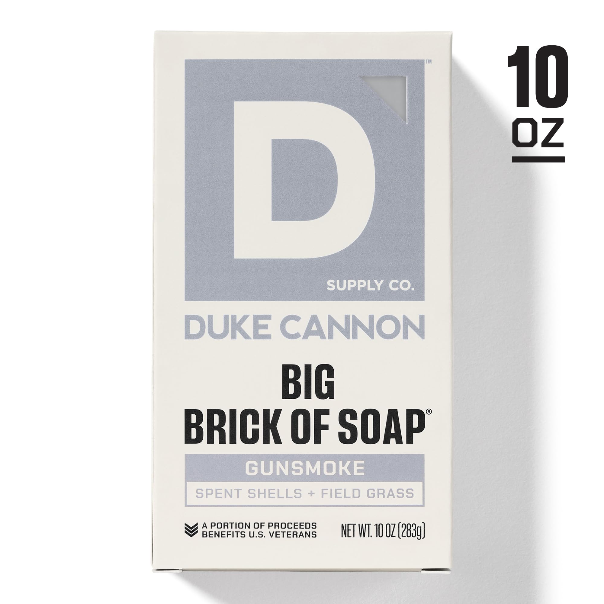 Duke Cannon bar resting in a dry dish promotes long-lasting use.