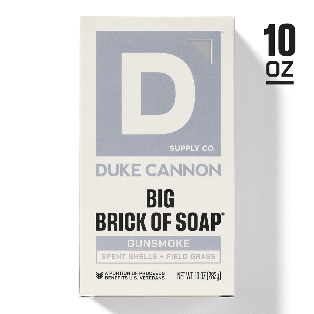 Duke Cannon bar resting in a dry dish promotes long-lasting use.