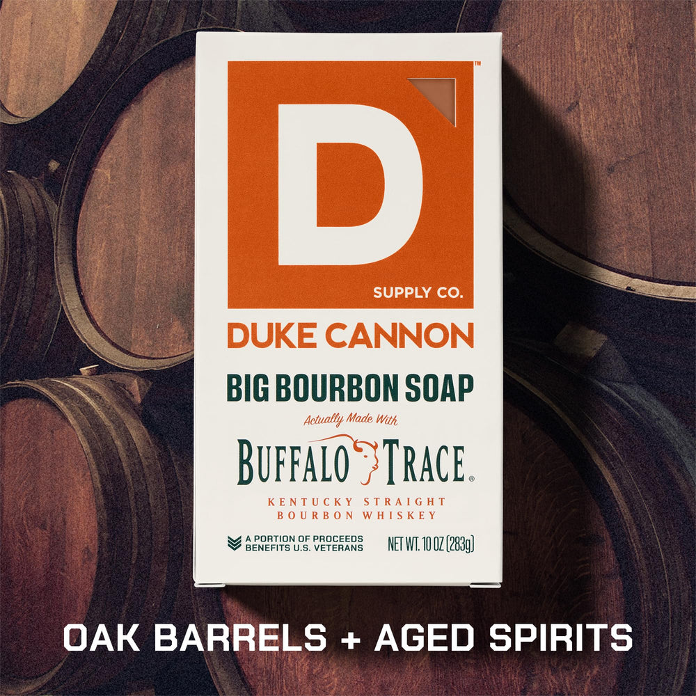 Duke Cannon bar soap close-up texture highlights triple-milled quality.