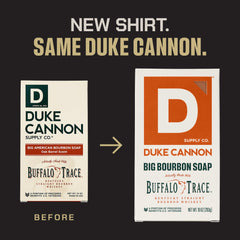 Duke Cannon bar soap with rich lather delivers a bold, woodsy bourbon aroma.