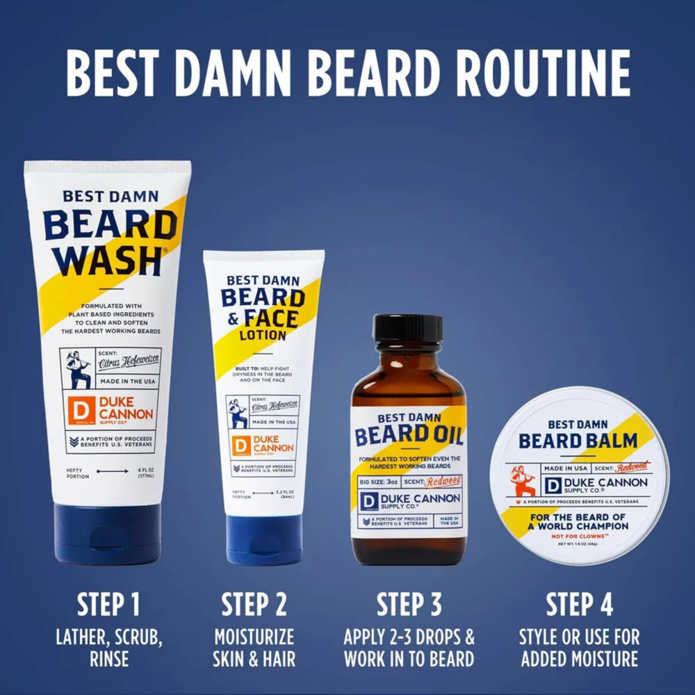 Duke Cannon Beard Wash bourbon-scented formula evokes bold fragrance.