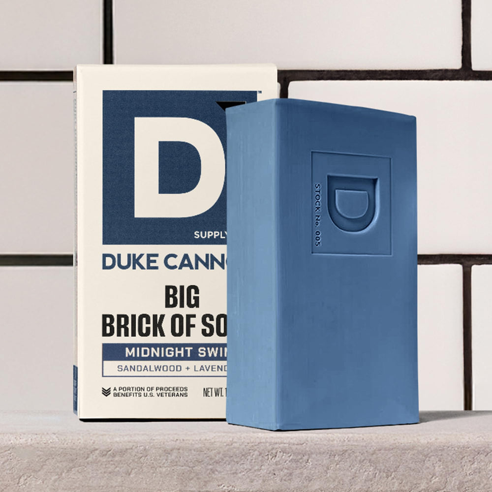 USA-made Duke Cannon soap highlights quality and domestic sourcing.