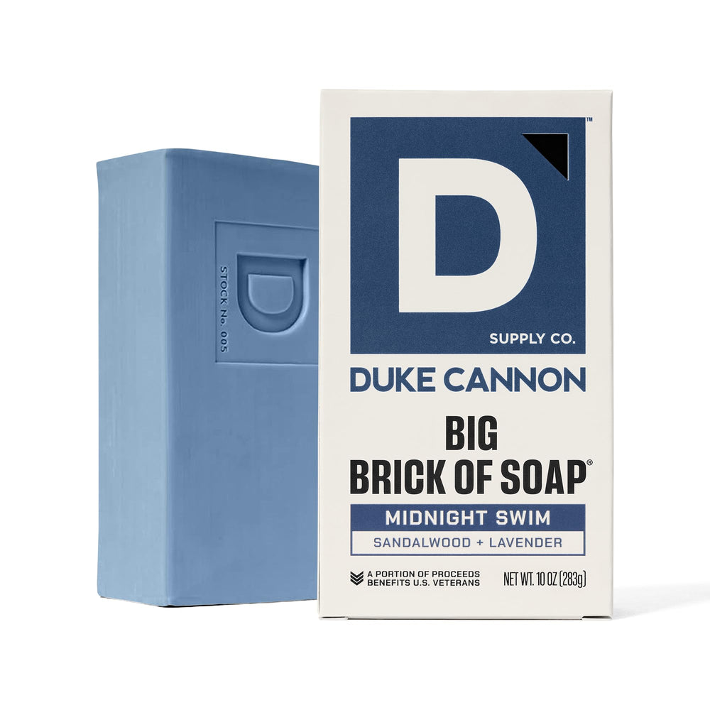 Duke Cannon packaging reflects veteran-support programs and community values.
