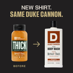 Duke Cannon Bourbon Body Wash pour shot, ideal for quick, on-the-go cleansing.