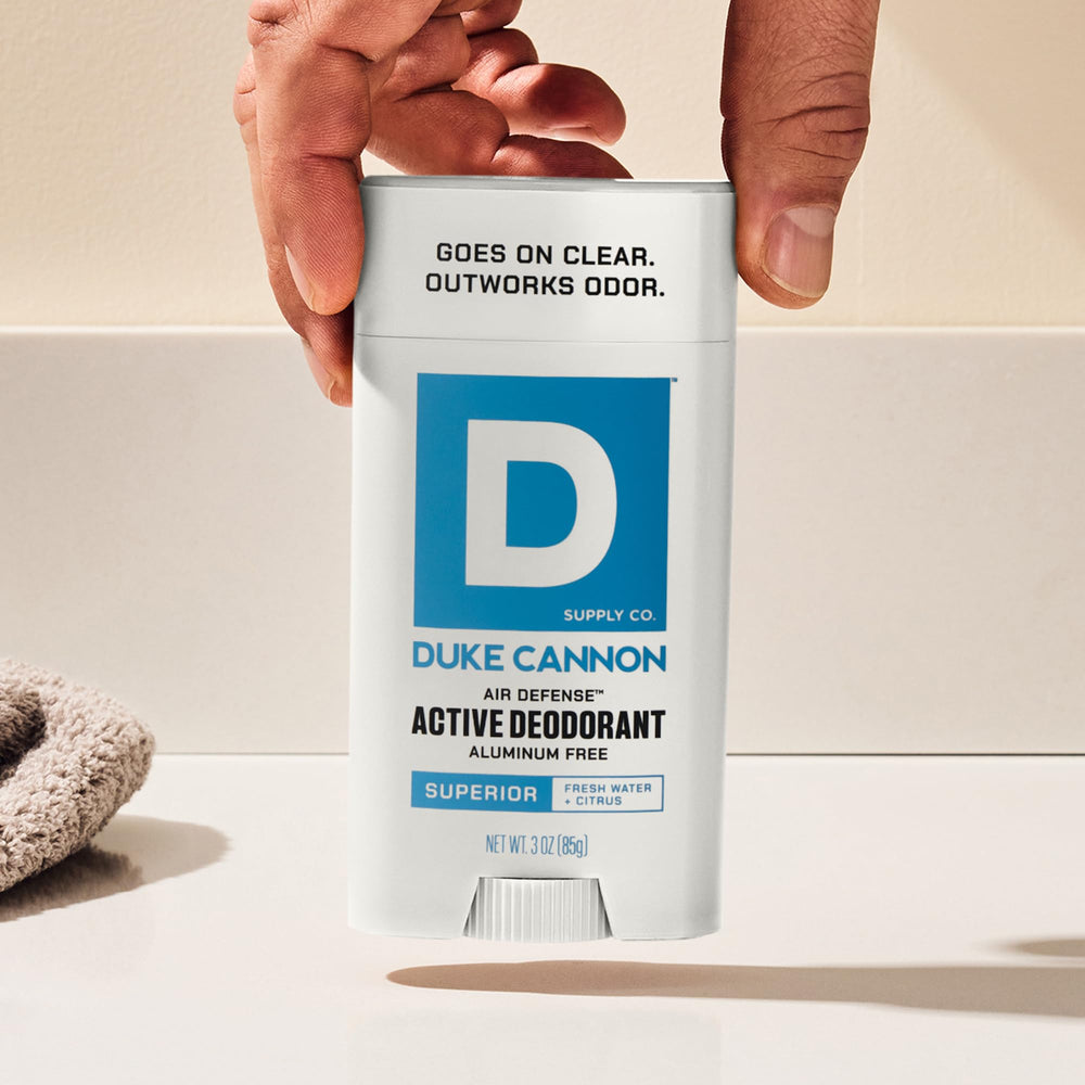 Duke Cannon clear glide helps avoid white marks or stickiness.