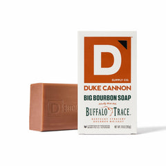 Duke Cannon extra-large bar soap with bourbon scent cleans deeply while leaving skin refreshed.