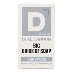 Duke Cannon Gun Smoke extra-large bar soap close-up for rugged cleansing.