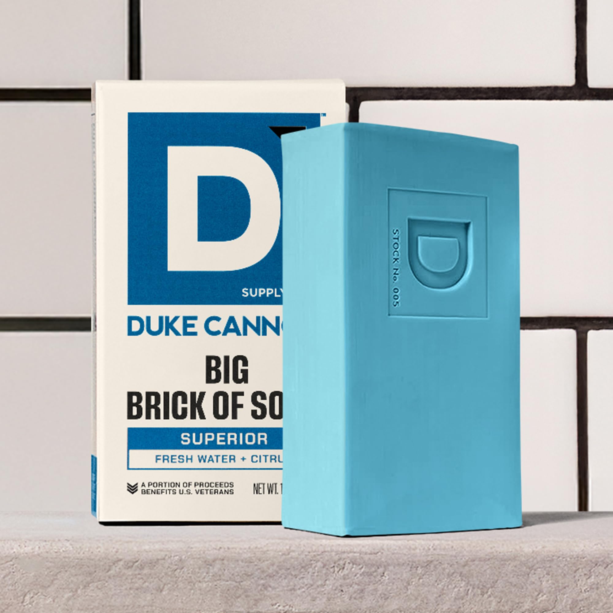 Duke Cannon large 10 oz brick designed for extended use.