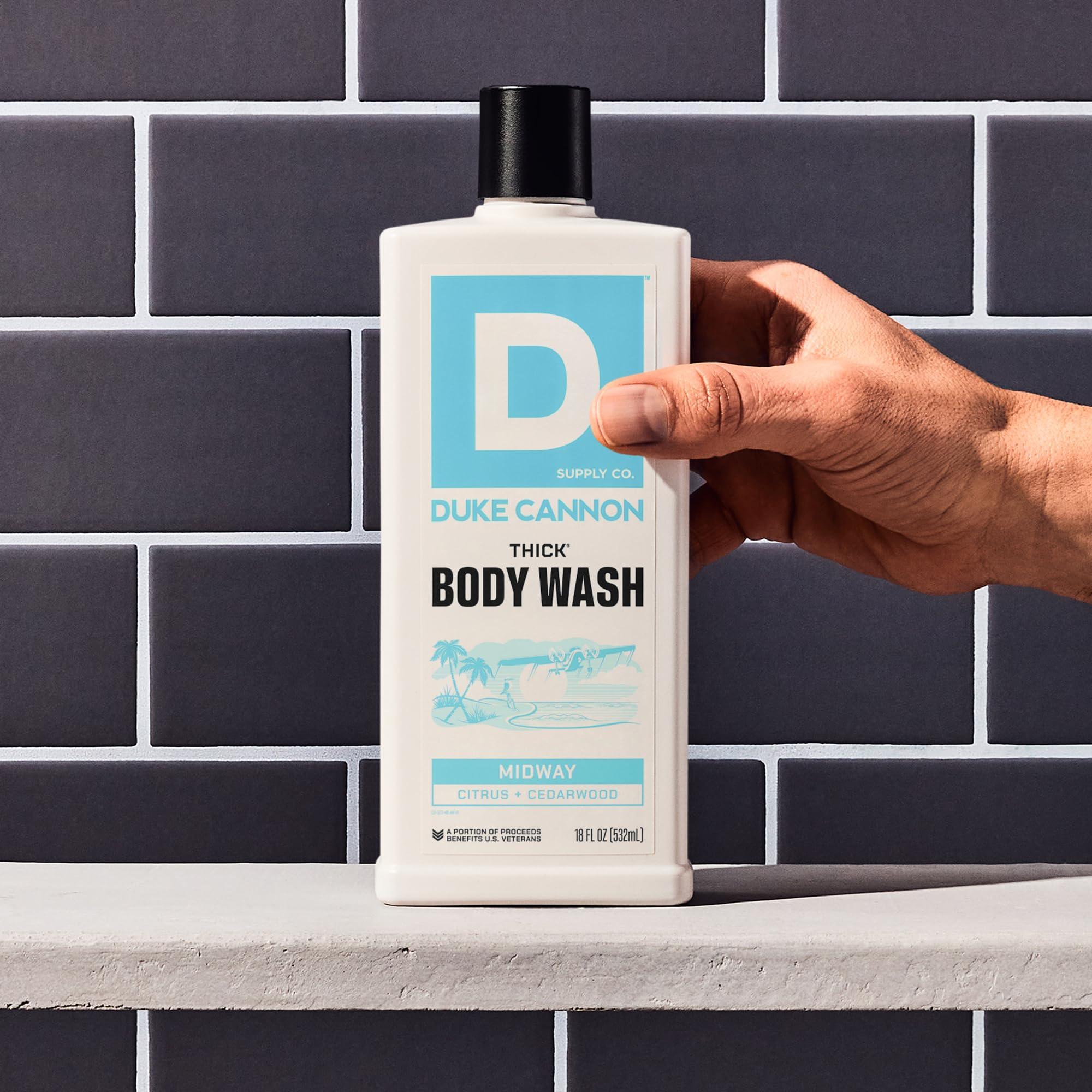 Duke Cannon Midway lather-foam demonstrates rich cleansing for daily use.