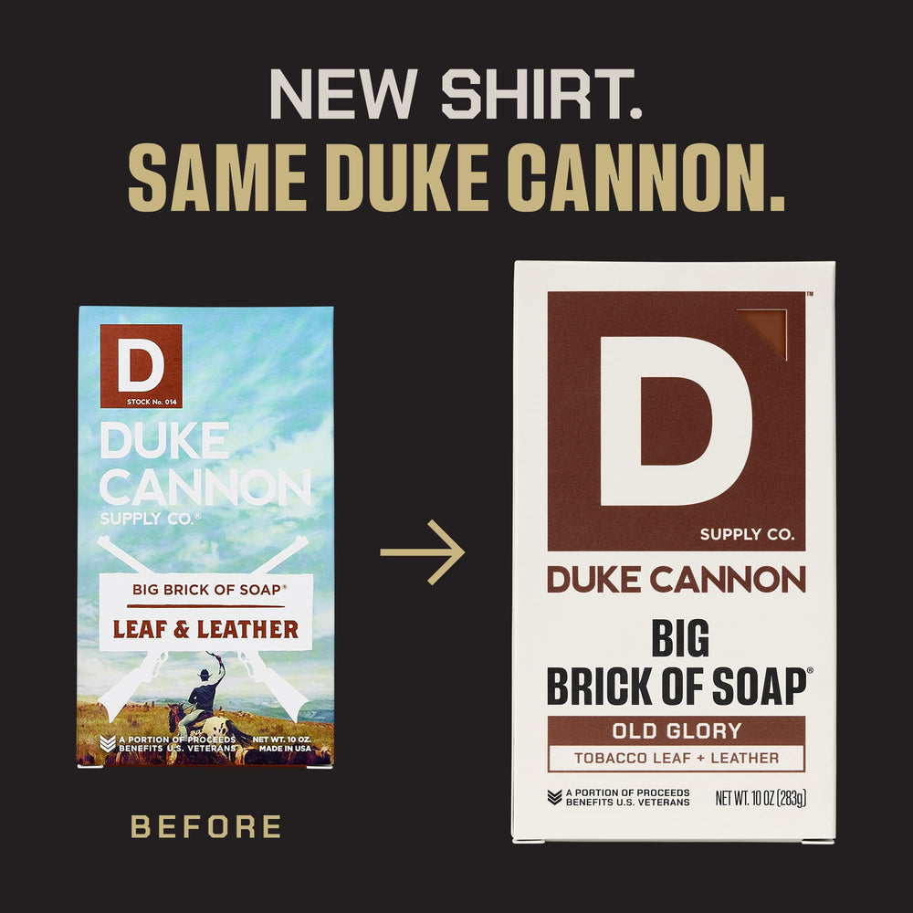 Old Glory soap packaging featuring rugged Duke Cannon branding for masculine grooming.