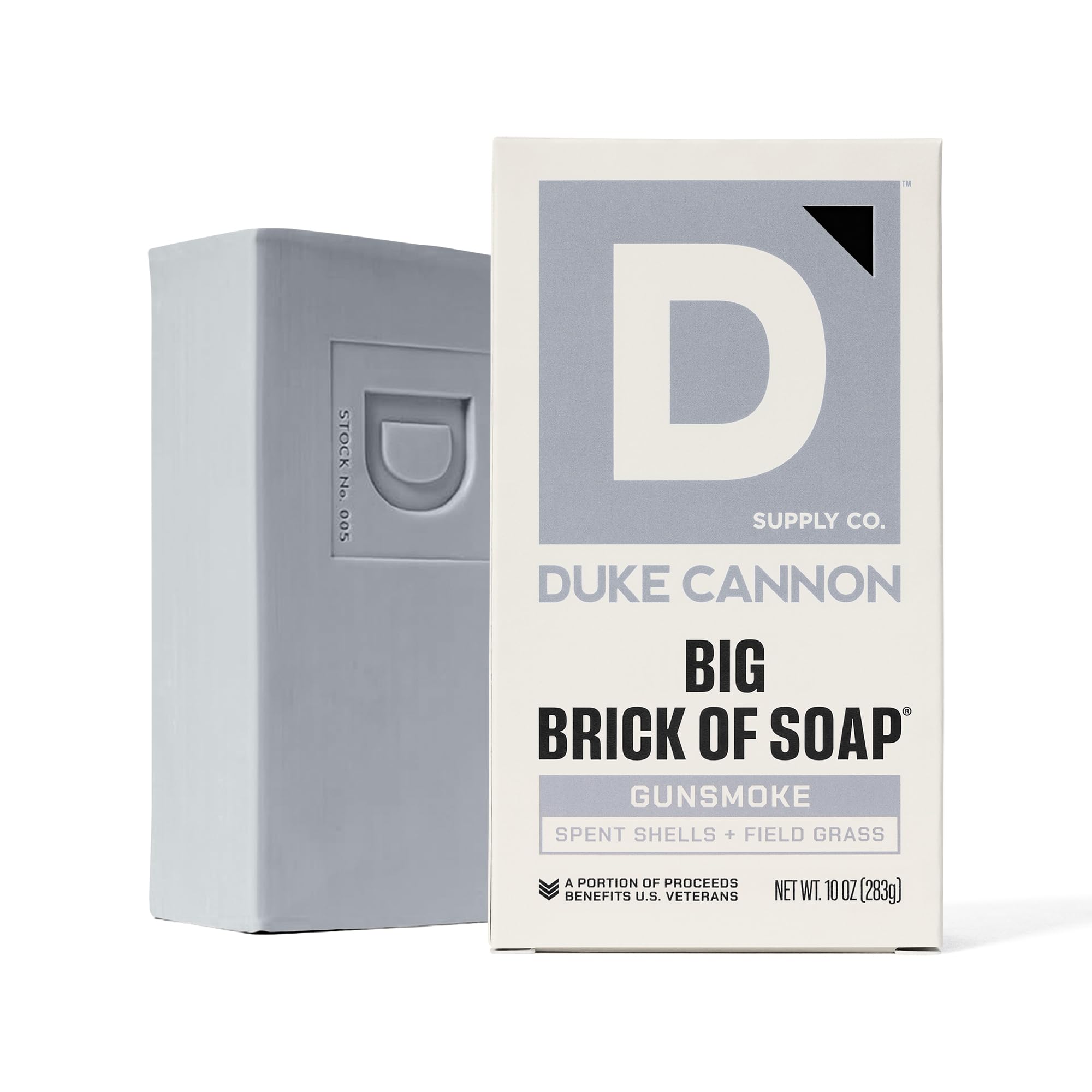 Duke Cannon scent notes evoke outdoor adventure with smoky, grassy aroma.