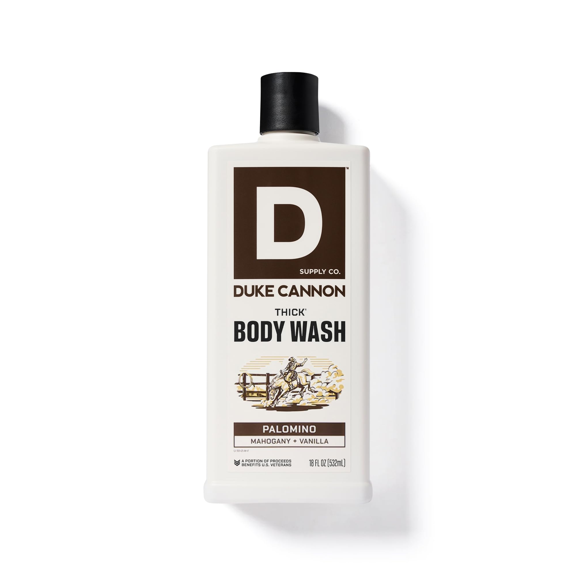 Shower scene with foam and damp skin, illustrating generous suds per small amount.