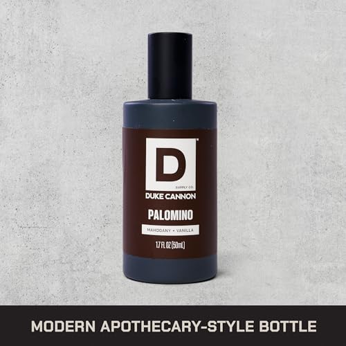 Duke Cannon Proper Cologne Palomino close-up, apothecary-style design and premium fragrance.