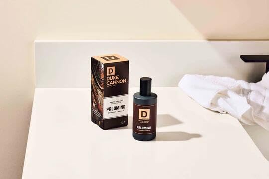 Duke Cannon Proper Cologne display with minimalist, modern aesthetic.