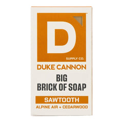 Duke Cannon Sawtooth bar soap packaging highlights rugged USA-made grooming staple