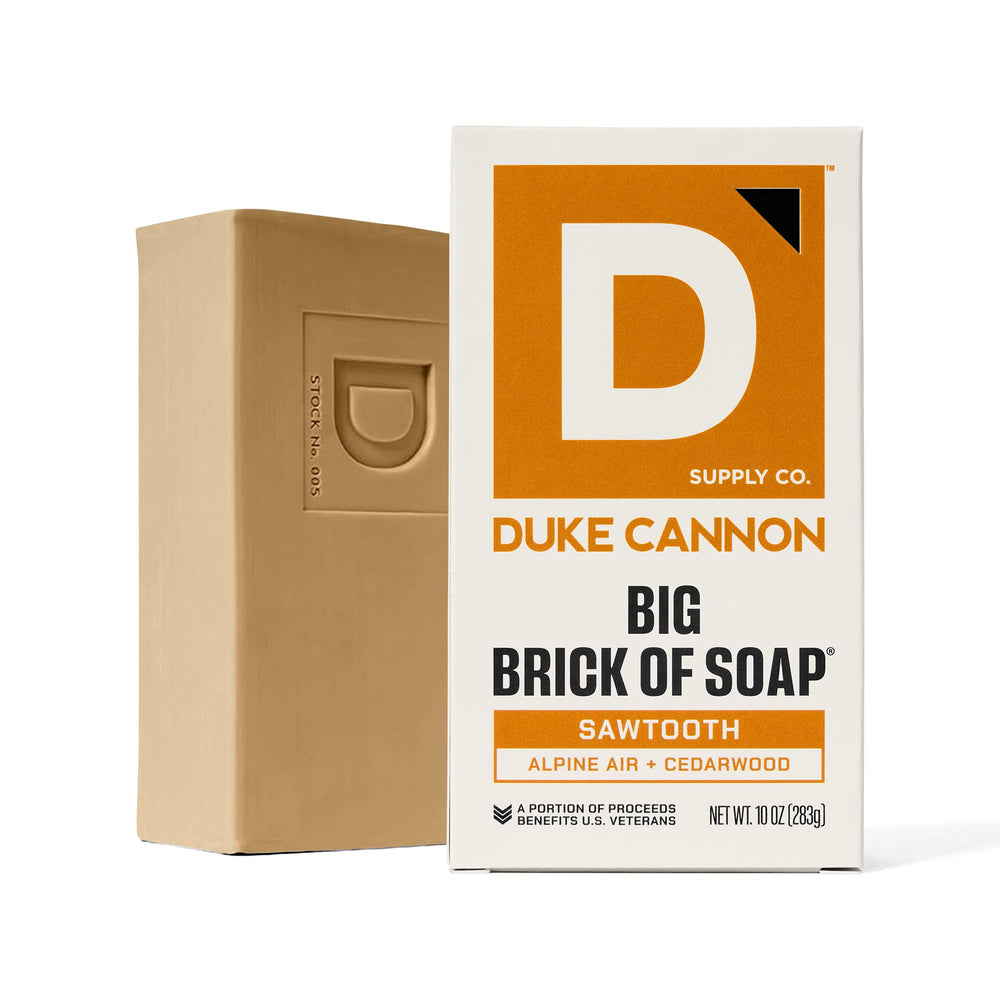 Duke Cannon Sawtooth bar soap packaging detail highlighting materials