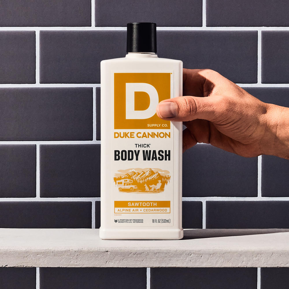Duke Cannon Sawtooth Thick fragrance with alpine cedarwood notes