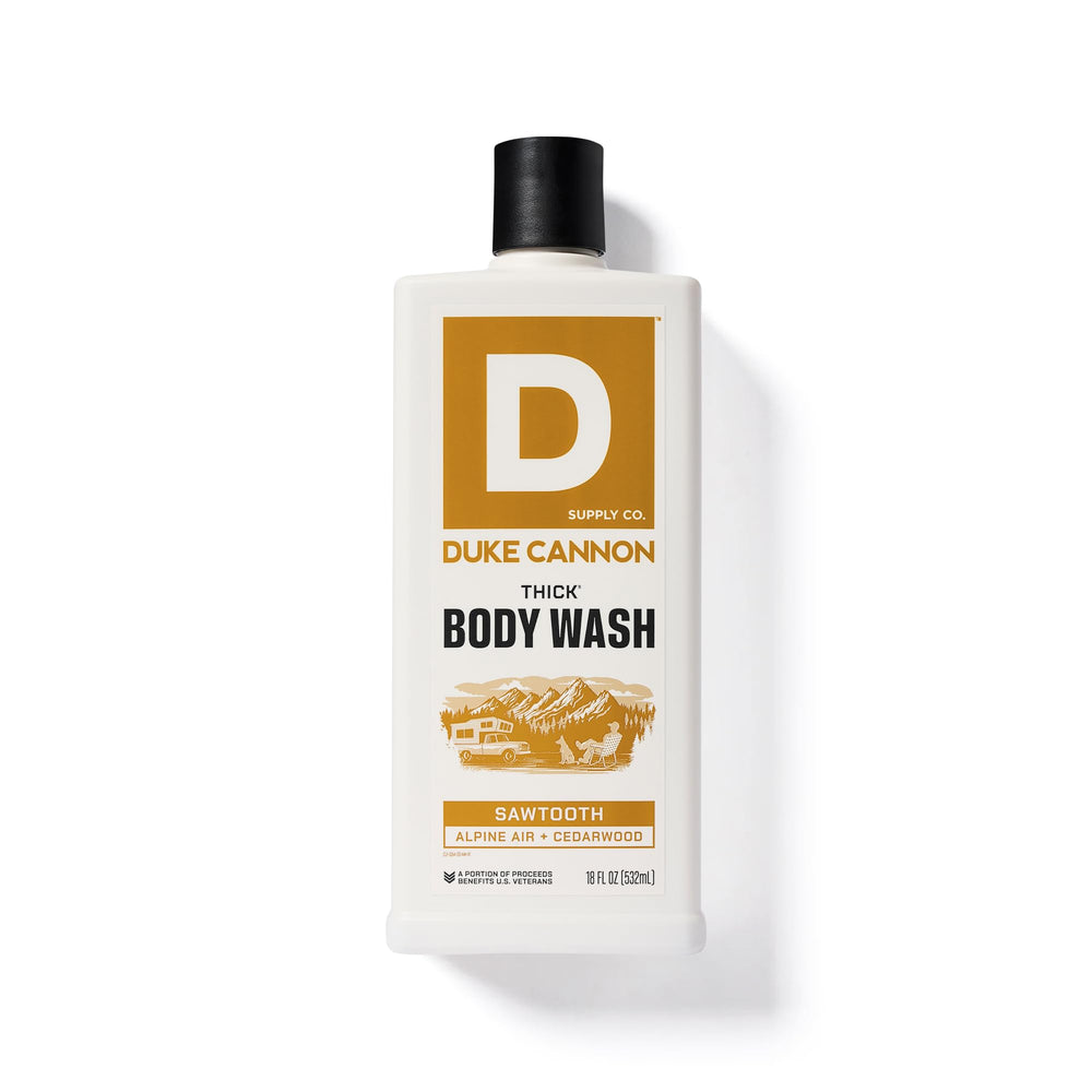 A hand lathers Duke Cannon Sawtooth Thick for a rich, hydrating foam