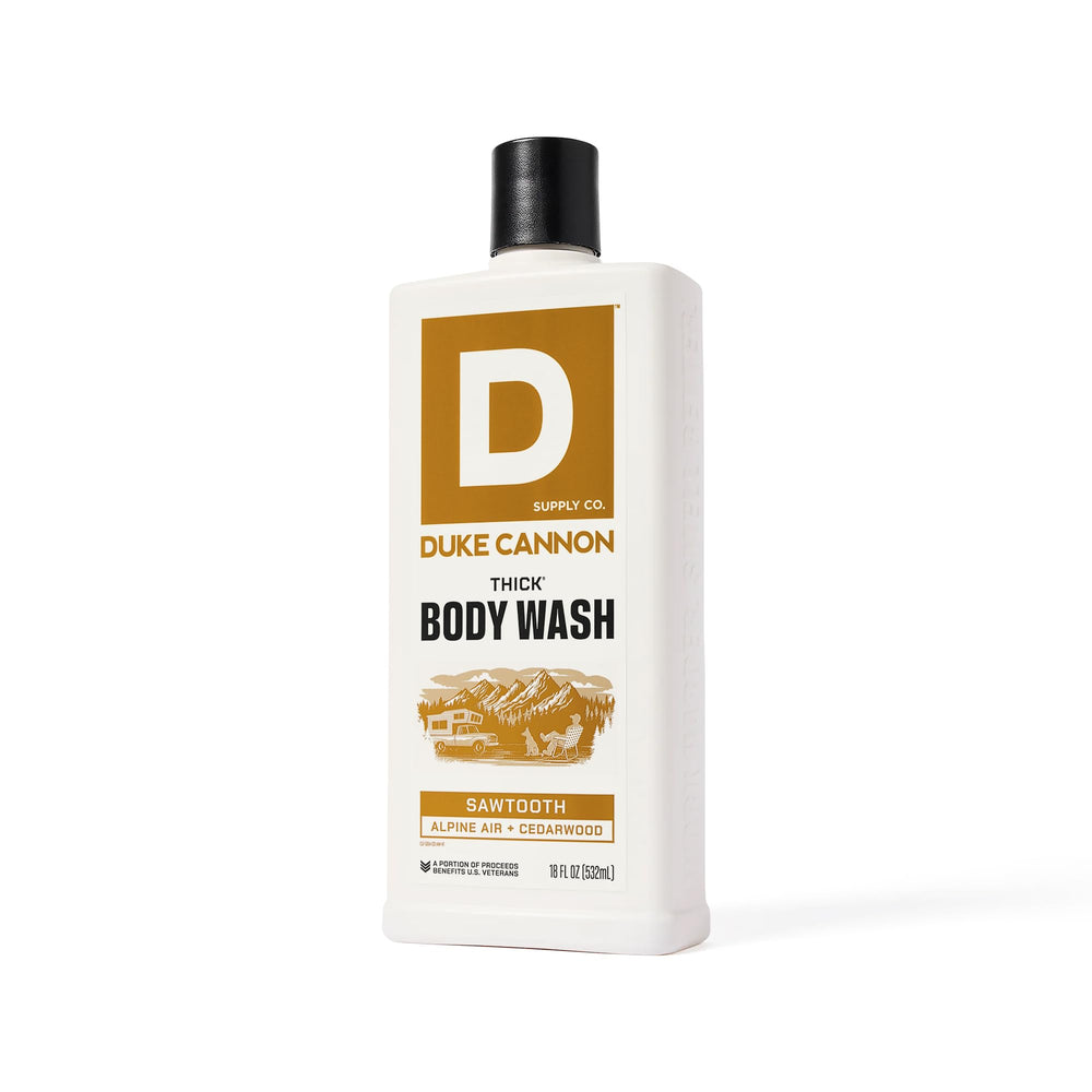 Shower scene with Duke Cannon Sawtooth Thick fragrance in the air