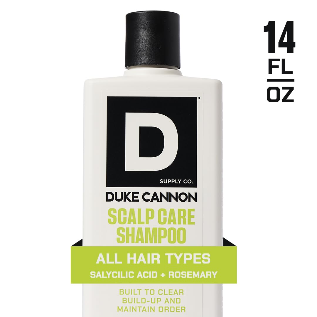 Duke Cannon rosemary and arnica extracts close-up for soothing scalp care.