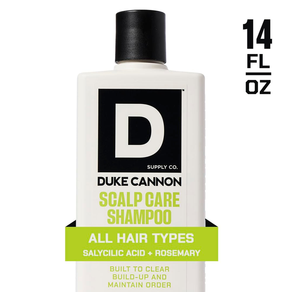 Duke Cannon rosemary and arnica extracts close-up for soothing scalp care.