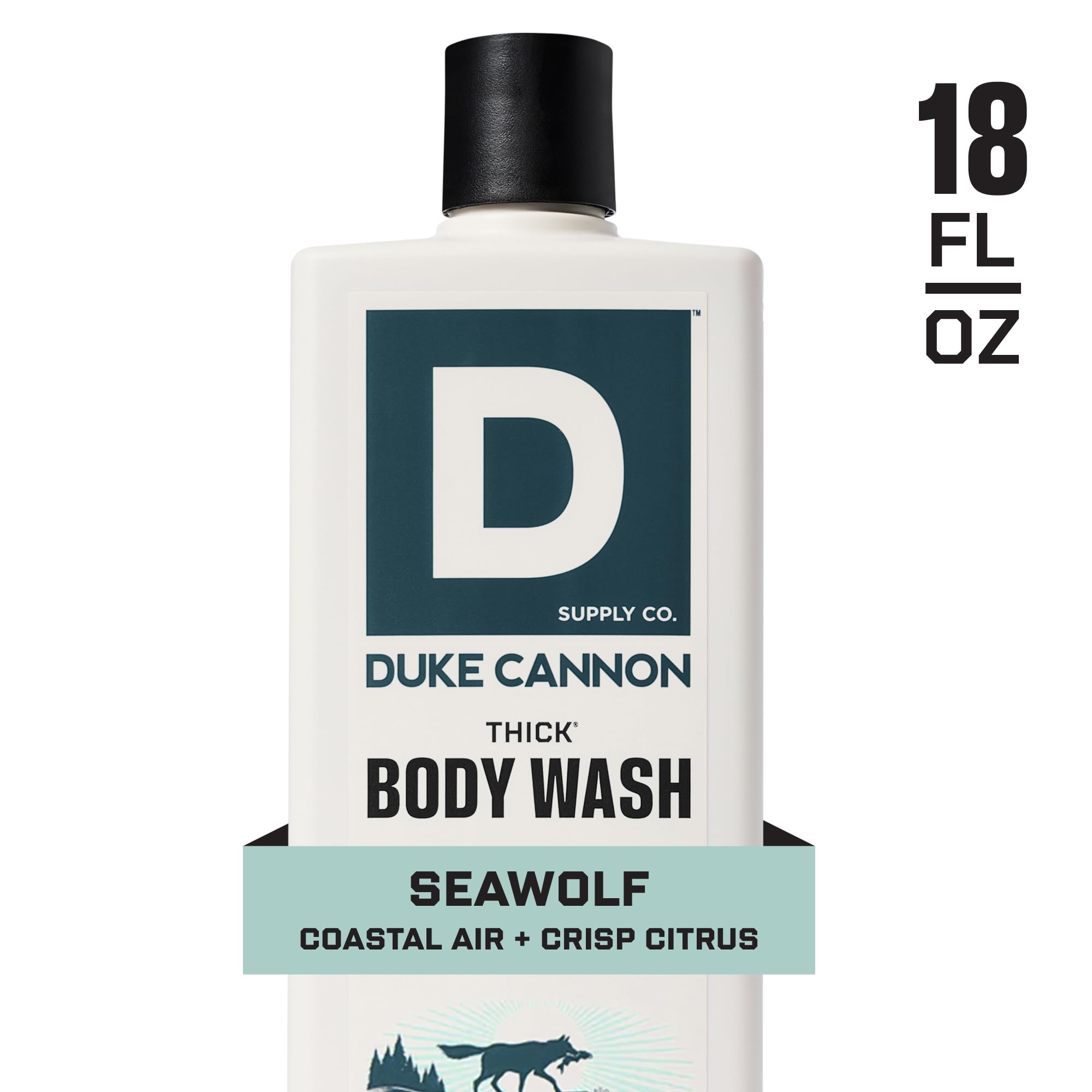 Duke Cannon Seawolf on-shelf display conveys rugged grooming for everyday routine.
