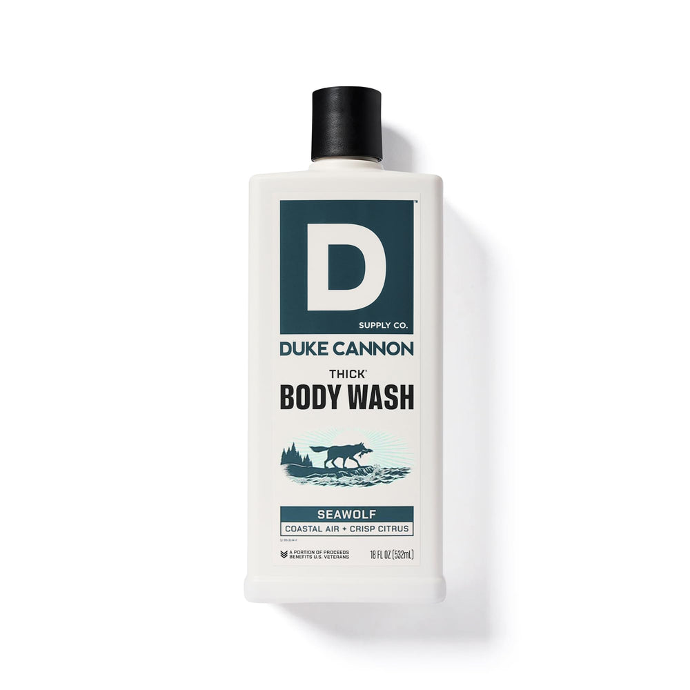 Duke Cannon Seawolf lather-on-skin showcases thick texture that clings for a deep clean.