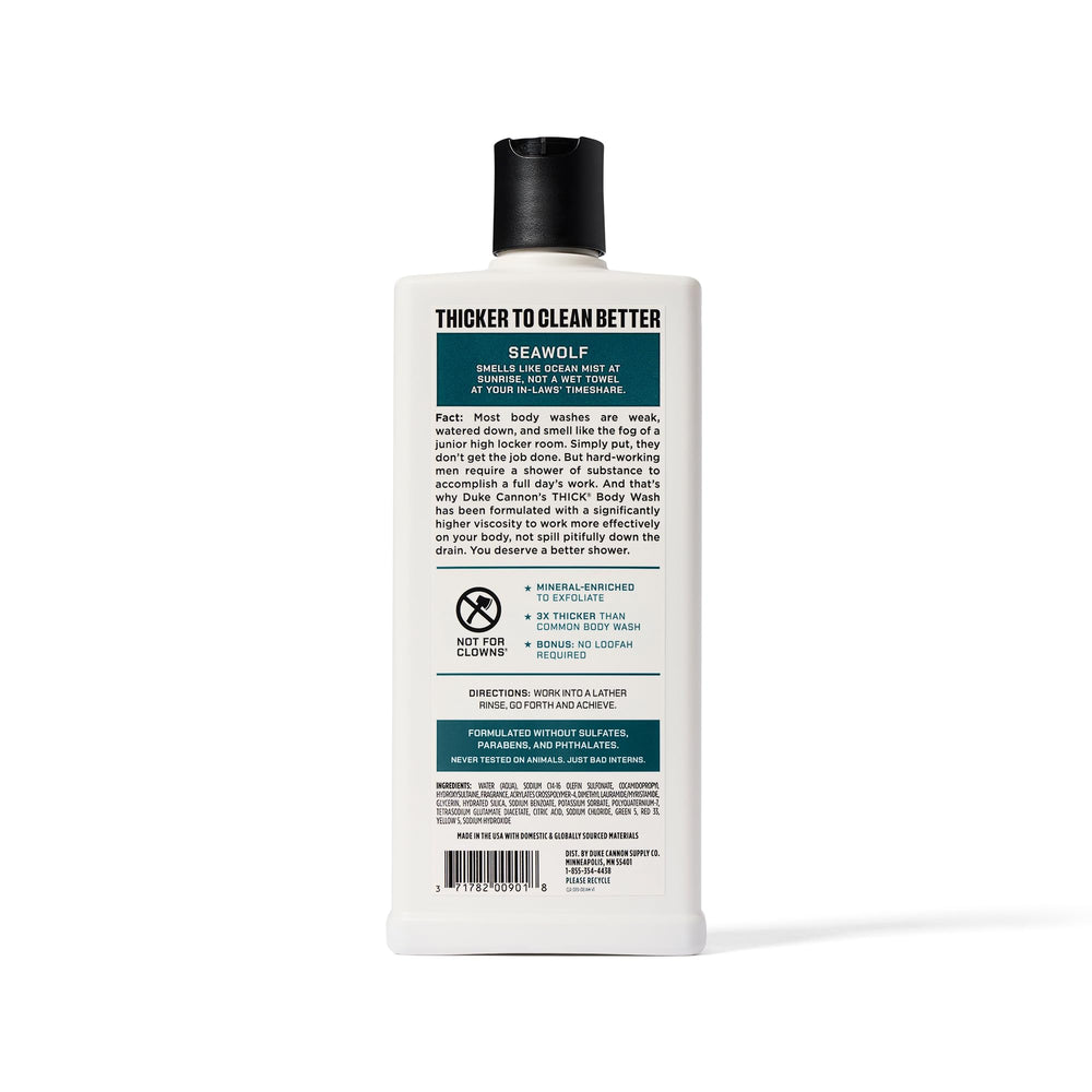 Duke Cannon Seawolf rinse-off demonstrates easy rinse without residue.