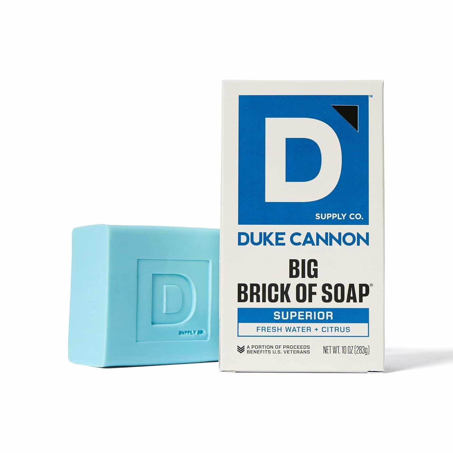 Duke Cannon Superior soap bar with crisp water notes for a clean morning ritual