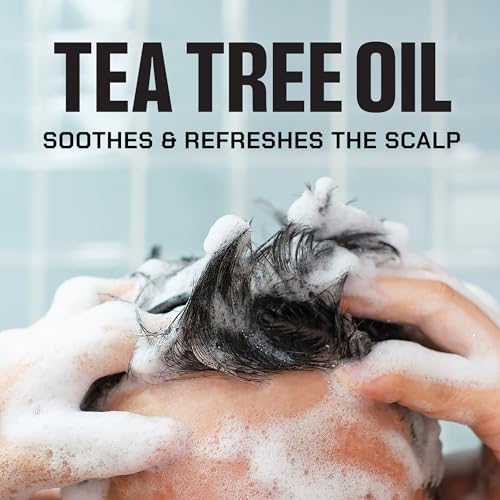 Duke Cannon Tea Tree 2-in-1 menthol splash cools the scalp.