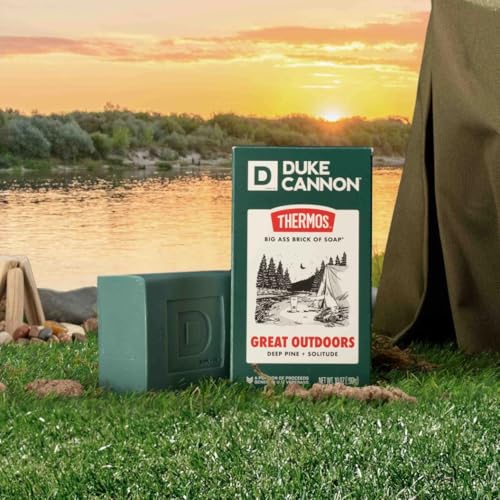 Duke Cannon x Thermos Big Brick Bar Soap with deep pine scent for refreshing outdoor showers