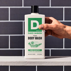 Duke Cannon Thick Body Wash mineral-enriched formula for natural exfoliation and smoother skin.