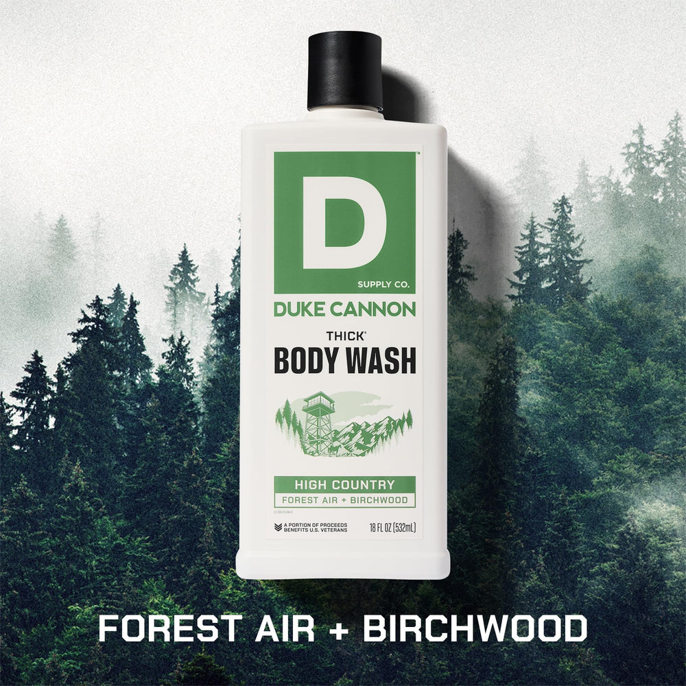Duke Cannon Thick Body Wash texture foam demonstrating its thick, easy-to-apply consistency.